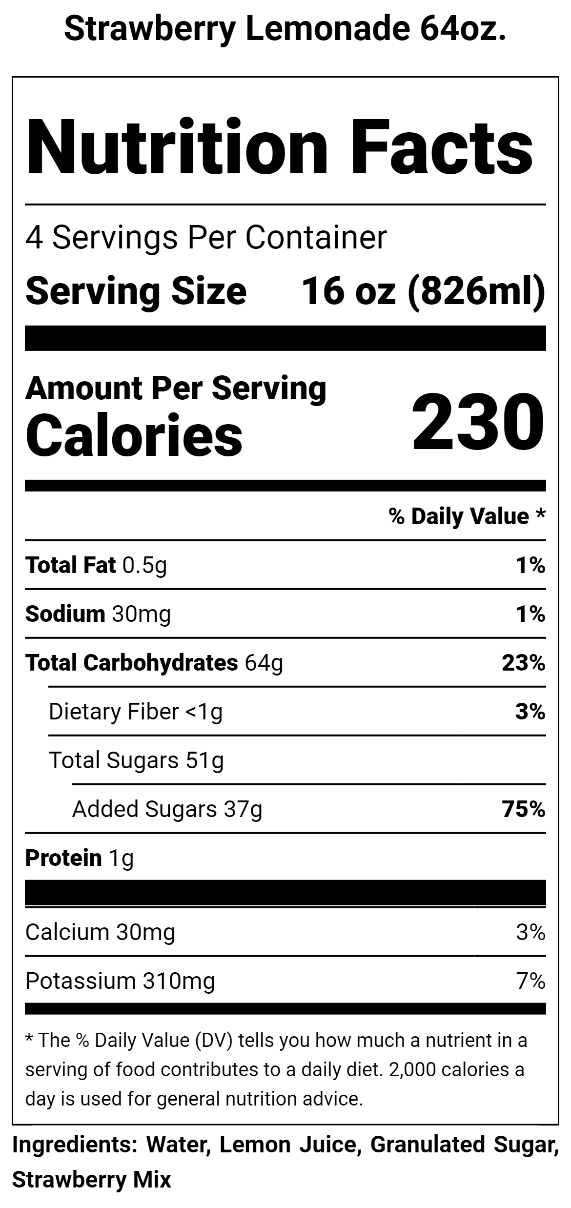 Strawberry Lemonade 64 oz.